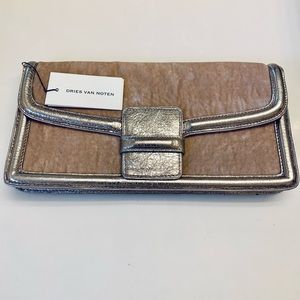 Dries Van Noten Metallic Velvet Clutch